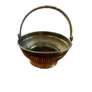 Vintage Heygill brass handled basket ridges on side